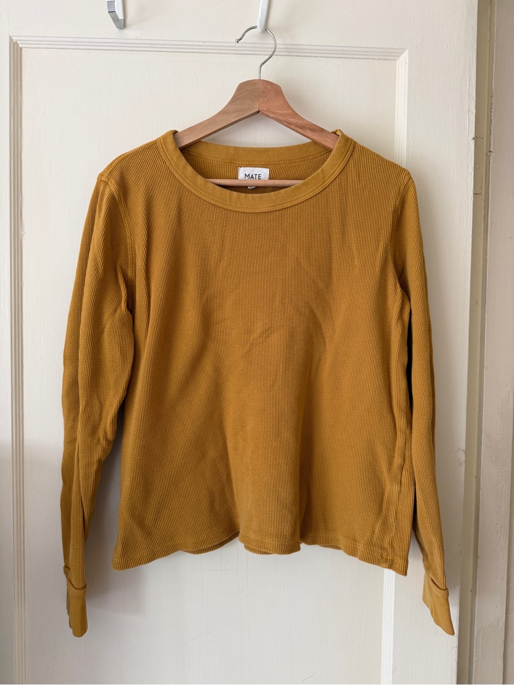 MATE the Label Organic Thermal Crew Neck, TURMERIC (yellow), size: XL